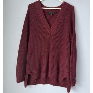Express oversized ribbed waffle knit v neck sweater xxs